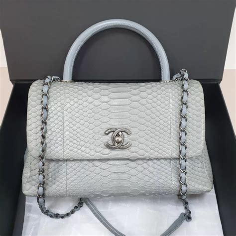 chanel python coco handle bag size